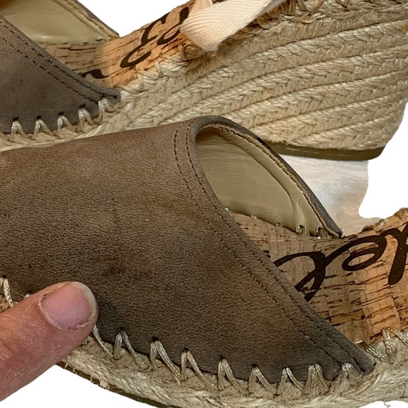 Sam Edelman Patsy Wedge Espadrilles in Gray / Taupe Suede W/ Ankle Ties - Size 8 - Picture 9 of 9